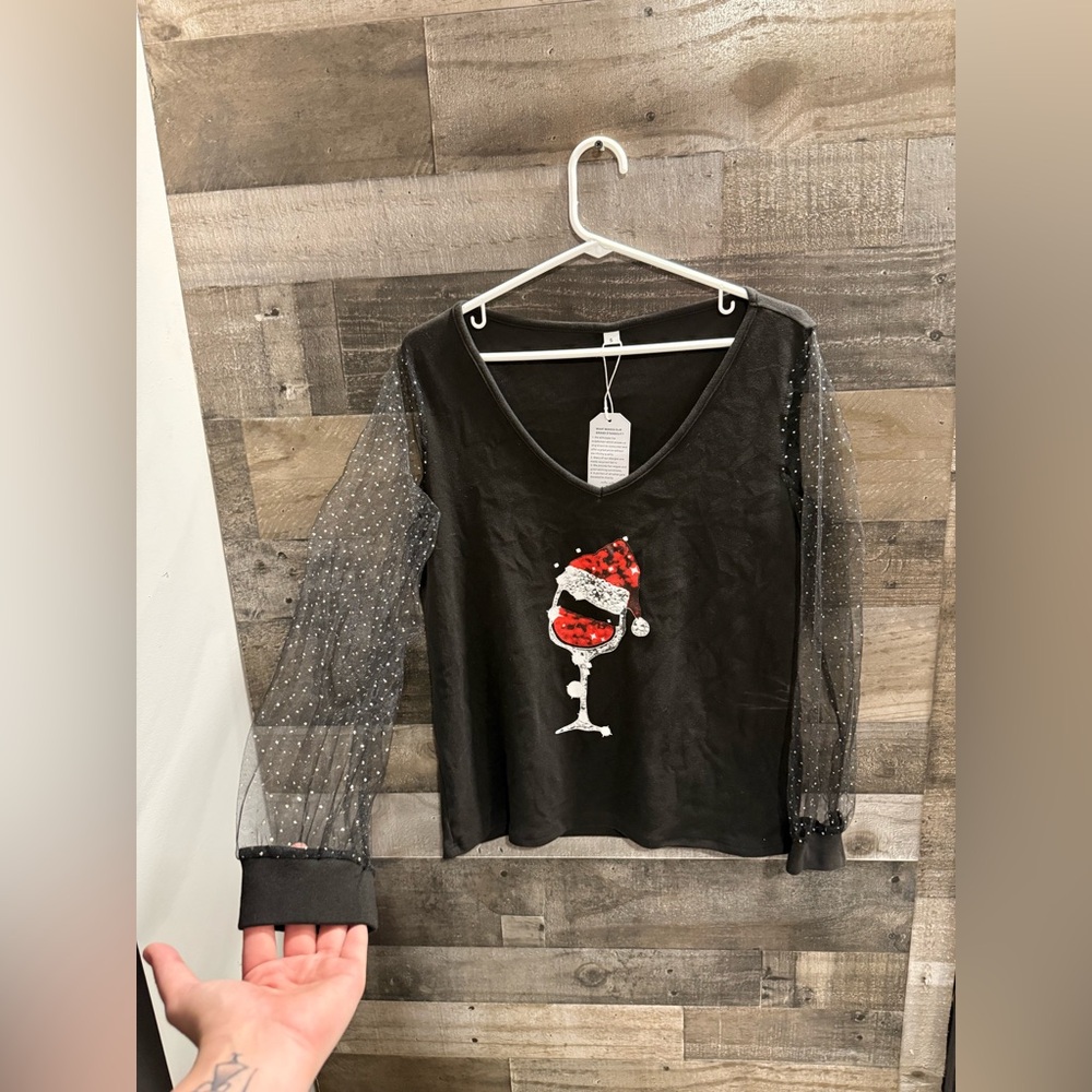 NWT Made With Love | Holiday Wine Glass Shirt